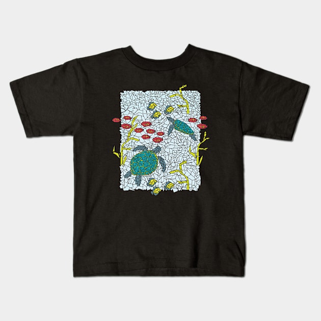 Artsy Sea Turtles and Tropical Fish Kids T-Shirt by whyitsme